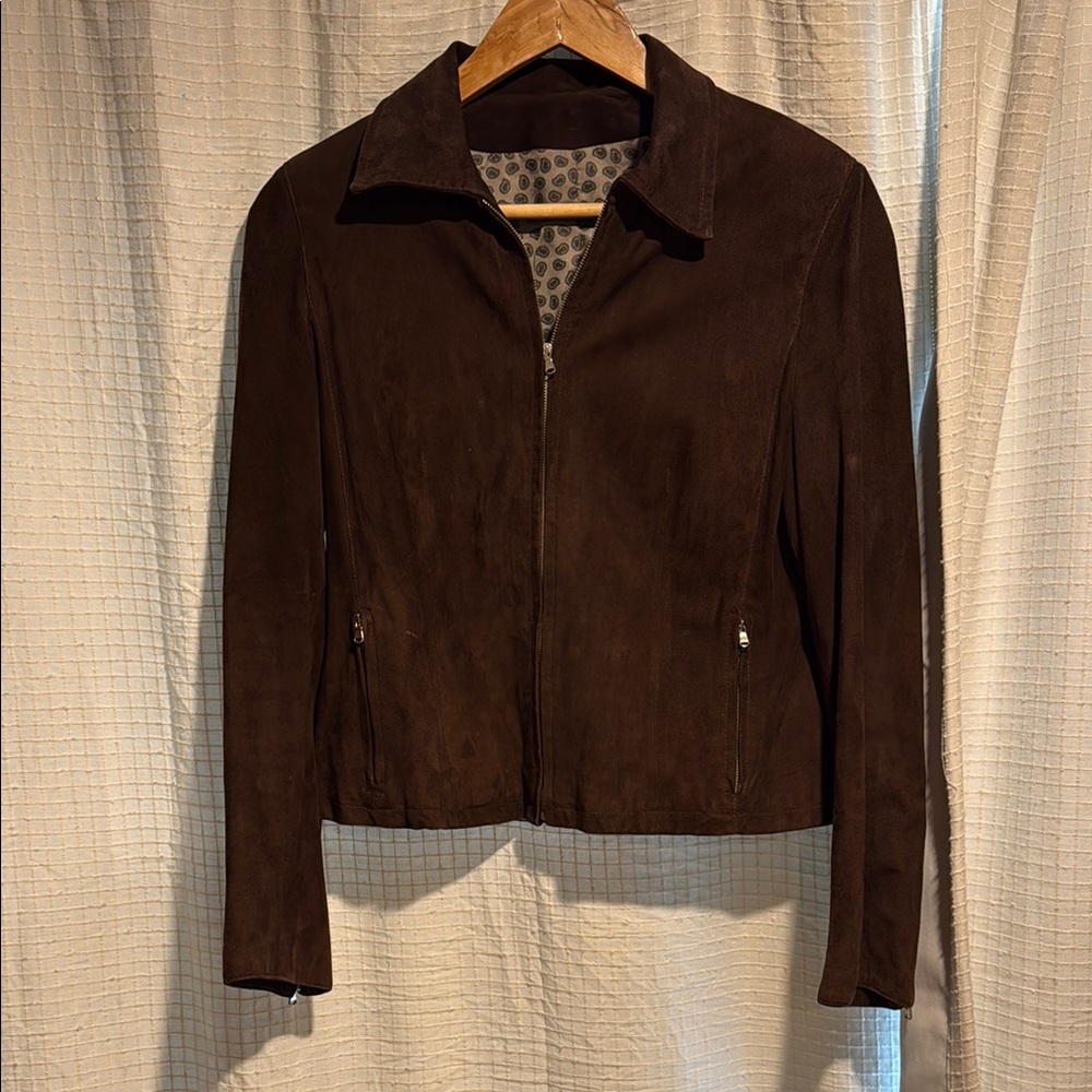 Italian Brown Suede Silk Women's Jacket